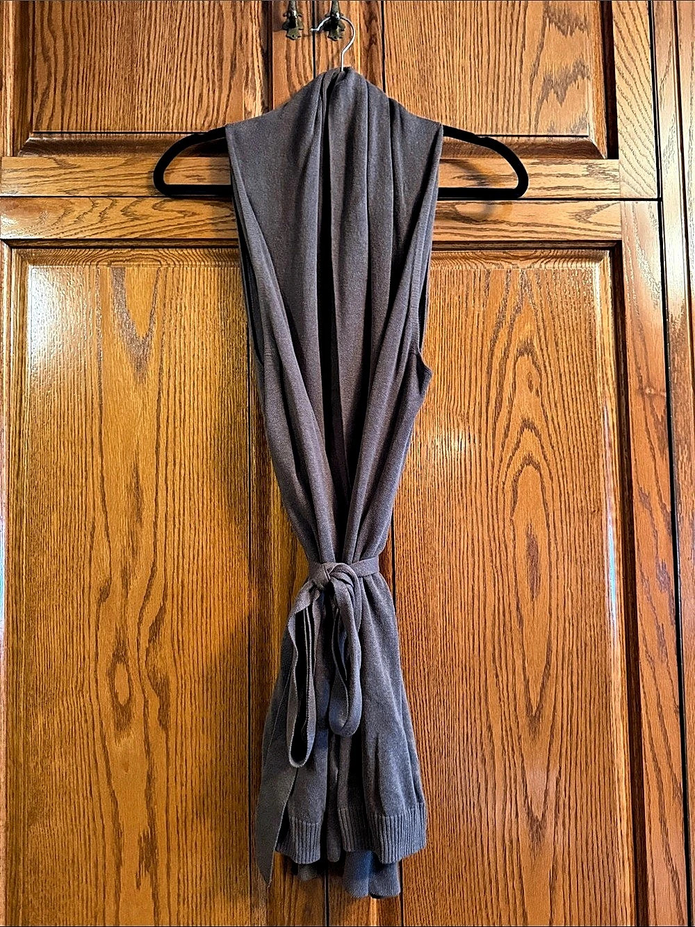 TAHARI Draped Tie Front Shrug in Brown Like New